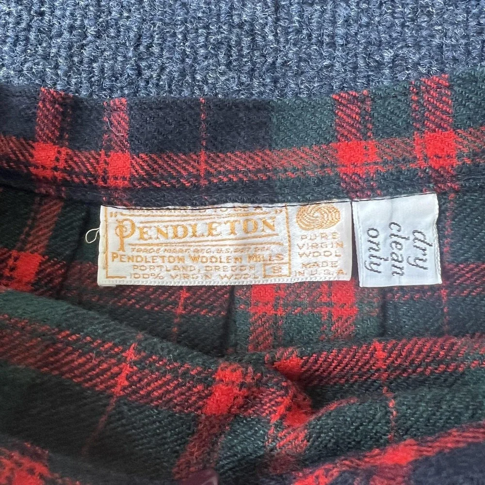 Vintage Pendleton Skirt Suit Womens 8 Red Green Tartan Plaid Virgin Wool USA 80s - Picture 11 of 13